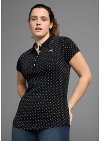 Kangaroos Damen Poloshirt, schwarz-weiß, casual, Gr. 40, gepunktet, gemustert, bedruckt, Rippware, Single Jersey, Obermaterial: 100% Baumwolle,