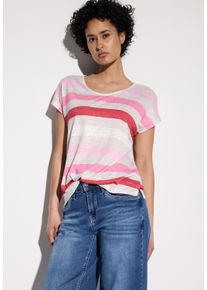 Street One Damen Shirttop, rot, casual, Gr. 34, gestreift, Jersey, Obermaterial: 80% Polyester, 20% Viskose, Tops, mit Streifenmuster