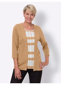 Classic Basics Damen 2-in-1-Shirt "2-in-1-Shirt", braun, Gr. 48, gemustert, mehrfarbig, 100% Baumwolle, Shirts