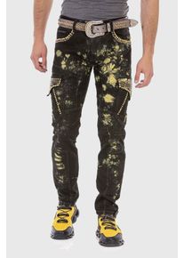 Cipo & Baxx CIPO & BAXX Herren Straight-Jeans "Jeans", gelb, casual, Gr. 40, unifarben, 98% Baumwolle;2% Elasthan, Jeans, in Straight-Fit
