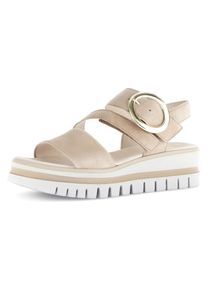 Gabor Damen Keilsandalette, Gr. 40, beige, Ziegenveloursleder, unifarben, modisch, Schuhe, Sommerschuh, Riemensandale, Bequemschuh mit Best