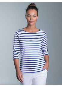 TRIGEMA Damen Longsleeve "TRIGEMA Dreiviertelarm Shirt mit Ringelmuster", blau, Basic, Gr. XL, 100% Baumwolle, Shirts