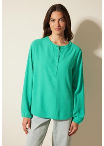 Cecil Damen Langarmbluse, grün, casual, Gr. XL, unifarben, Stoff, 58% Viskose, 42% Polyester, Blusen, mit Rundhalsausschnitt