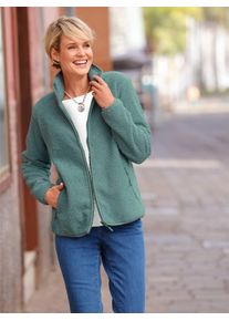 Casual Looks Damen Fleecejacke, grün, Gr. 38, unifarben, 100% Polyester, Jacken