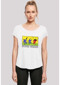 F4NT4STIC Damen T-Shirt "Long Cut T-Shirt 'Batman Pop Art'", weiß, casual, Gr. XXL, Obermaterial: 100% Baumwolle, Shirts, Damen,Premium