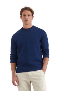 Marc O'Polo MARC O'POLO Herren Rundhalspullover "mit markanter Rippstruktur", blau, casual, Gr. XXL, unifarben, Obermaterial: 100% Baumwolle, Pullover