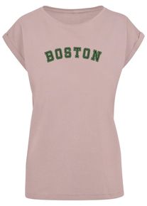 Merchcode Herren T-Shirt "Merchcode Damen Ladies Boston Extended Shoulder Tee", rosa, casual, Gr. L, bedruckt, 100% Baumwolle, Shirts