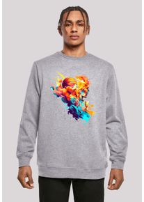 F4NT4STIC Herren Kapuzenpullover "Basketball Sport Player CREW", grau, casual, Gr. XXL, Obermaterial: 50% Baumwolle, 50% Polyester, Pullover, Print
