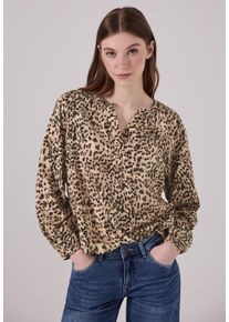 Damen Langarmbluse, braun, casual, Gr. 34, STREET ONE STUDIO, bedruckt, Stoff, 100% Viskose, Blusen, mit dekorativer Knopfleiste