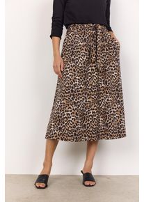 soyaconcept Damen Midirock "SC-OPHIA 5"sand combi, modisch, Gr. XL, gemustert, animal-print, Web, Obermaterial: 75% Modal, 20% Polyester, 5%
