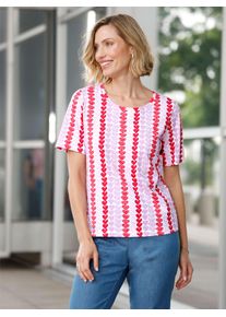 Classic Basics Damen Kurzarmshirt "Shirt", lila, Gr. 36, gemustert, mehrfarbig, 50% Baumwolle, 50% Modal, Shirts