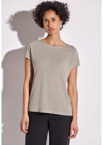 Street One Damen T-Shirtmoonstone sand, casual, Gr. 36, unifarben, Stoff, 80% Polyester, 20% Viskose, Shirts, mit U-Boot-Ausschnitt