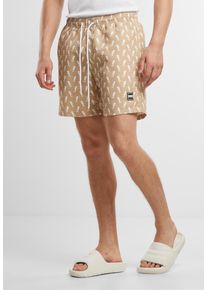 Urban Classics Herren Badeshorts "Urban Classics Herren Pattern Swim Shorts"beigeseahorse, Gr. XXXL, 100% Polyester, Badehosen