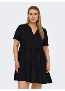Only CARMAKOMA Damen Minikleid "CARZALLY LIFE S/S THEA TUNIC DRESS NOOS", schwarz, modisch, Gr. 46, unifarben, Web, Obermaterial: 100% Viskose,