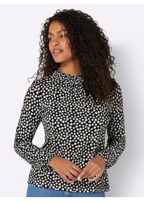 Inspirationen Damen Stehkragenshirt "Stehkragen-Shirt", schwarz, Gr. 38, unifarben, 95% Viskose, 5% Elasthan, Shirts