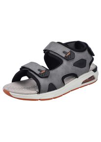 Rieker Herren Sandale, Gr. 41, grau, Lederimitat, Textil, sportlich, Schuhe, Trekkingsandale, Outdoorsandale, Sommerschuh mit Klettverschlüssen