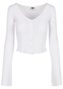Urban Classics Damen Langarmshirt "Urban Classics Damen Ladies Cropped Rib Cardigan", weiß, casual, Gr. XXXL, unifarben, 97% Baumwolle, 3% Elasthan,