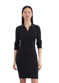 Marc O'Polo MARC O'POLO Damen Strickkleid "in feinem Rippenstrick", blau, Gr. 40, unifarben, Obermaterial: 72% Baumwolle, 25% Polyamid, 3% Elasthan; Futter: 100%