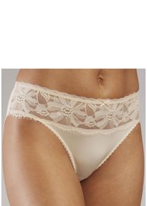 Lascana Damen Slip, Gr. 32, beige, Spitze, Microtouch, Obermaterial: 88% Polyamid, 12% Elasthan, Unterhosen, mit edlen Spitzeneinsätzen