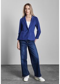 Street One Damen Kurzblazer, blau, casual, Gr. 40, meliert, Web, Stoff, 50% Baumwolle, 50% Polyester, Blazer, mit 3/4 Ärmeln