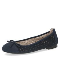 Caprice Damen Ballerina, Gr. 37, blau, Veloursleder, klassisch, Schuhe, Blockabsatz, Businessschuh, Bequemschuh mit dezenter Zierschleife