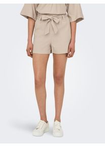 Only Damen Shorts "ONLCARO HW LINEN BL BELT SHORTS CC PNT", braun, modisch, Gr. XL, unifarben, Web, Obermaterial: 70% Viskose, 30% Leinen, Hosen, mit