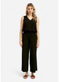 Milano Italy Damen Jumpsuit, schwarz, Gr. 42, Material: 96% Viskose, 4% Elasthan, Overalls, mit Taillengummizug