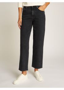 Tommy Jeans Damen Straight-Jeans "LAYLA HR SLIM STR", schwarz, casual, Gr. 32, unifarben, Denim/Jeans, Obermaterial: 99% Baumwolle, 1% Elasthan,