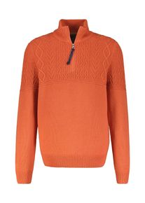 Lerros Herren Troyer, orange, casual, Gr. M, Strukturmuster, Obermaterial: 60% Baumwolle, 40% Polyacryl, Pullover, mit Cable-Strickmuster