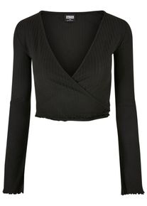 Urban Classics Damen Longsleeve "Urban Classics Damen Ladies Cropped Rib Wrapped Longsleeve", schwarz, klassisch, Gr. XXL, unifarben, 95% Polyester,