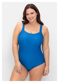 sheego Damen Badeanzug "Große Größen", blau, Gr. 58, Polyamid, Xtra Life LYCRA, Badeanzüge, mit dekorativem Rückenausschnitt