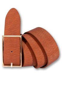 Silbergift Damen Ledergürtel, braun, modisch, Gr. 100, unifarben, Rindsleder, Gürtel, Schraffiert, goldfarbene Schließe