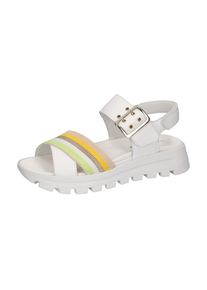 Waldläufer WALDLÄUFER Damen Sandale "H-NELE", Gr. 7, weiß, Nappaleder, kontrastfarbene Details, modisch, Schuhe, Sommerschuh, Riemchensandalette, Klettschuh,