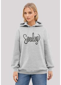 F4NT4STIC Damen Kapuzenpullover "SMILEY black", grau, casual, Gr. L, Obermaterial: 80% Baumwolle, 20% Polyester, Pullover, Premium Qualität