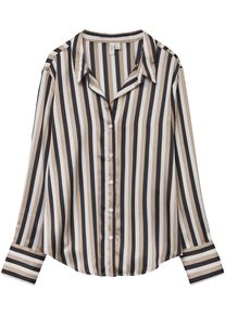 Véro Moda VERO MODA Damen Hemdbluse "VMBLAISE L/S V-NECK SHIRT WVN BTQ"silber mink stripes:with schwarz and cloud dancer, modisch, Gr. XS, gestreift, Web,