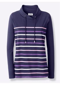 Casual Looks Damen Langarmshirt "Shirt", blau, Gr. 38, gemustert, gestreift, mehrfarbig, 100% Baumwolle, Shirts