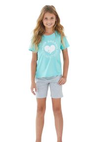 Buffalo Kinder Pyjama, Gr. 122, grau, Jersey, Obermaterial: 100% Baumwolle, bedruckt, Basic, Homewear-Sets, Schlafanzug mit Herz Print vorn