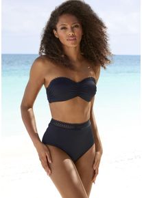 s.Oliver Damen Bügel-Bandeau-Bikini-Top "Aiko", schwarz, Gr. 34, unifarben, Microfaser, Polyamid, Microfaser, Bikini-Oberteile, mit Häkeloptik