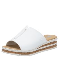 Rieker Damen Keilpantolette, Gr. 42, weiß, Lederimitat, unifarben, klassisch, Schuhe, Sommerschuh, Hausschuh, Keilabsatz, zum Schlupfen