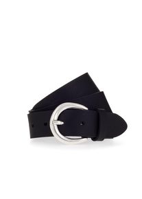 Mustang Damen Ledergürtel, schwarz, casual,klassisch, Gr. 110, unifarben, Rindsleder, Gürtel, Schließe in poliertem Silber, 3,5 cm breit