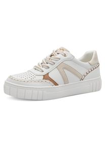 Marco Tozzi Damen Plateausneaker, Gr. 37, weiß, Textil, Lederimitat, sportlich, Schuhe, Freizeitschuh, Halbschuh, Schnürschuh mit unterlegtem