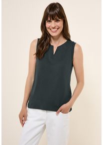 Cecil Damen T-Shirtslate khaki, casual, Gr. XXL, unifarben, Web, 100% Baumwolle , Shirts, mit geschlitztem Rundhalsausschnitt