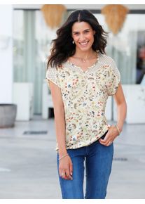 Inspirationen Damen Print-Shirt "Shirt", beige, Gr. 38, gemustert, mehrfarbig, 95% Viskose, 5% Elasthan, Shirts