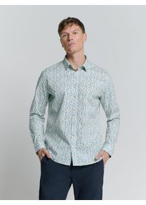 NO EXCESS Herren Langarmhemd "NO EXCESS Stretchhemd Shirt Stretch Allover Printed", blau, casual, Gr. XXXL, 97% Baumwolle, 3% Elasthan, Hemden