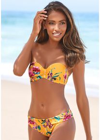 Sunseeker Damen Bügel-Bandeau-Bikini-Top "Modern", gelb, Gr. 32, bedruckt, floral, Polyamid, Bikini-Oberteile, mit Blumenprint