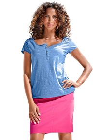 Heine Damen Rundhalsshirt "Rundhals-Shirt", blau, Gr. 34, unifarben, 100% Baumwolle, Spitze:100% Baumwolle, Shirts