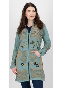 DEPROC Active Damen Fleecejacke "Patchwork NUNAVUT LONG WMN", grün, casual, Gr. 42, 100% Baumwolle, Jacken, auch in Großen Größen erhältlich