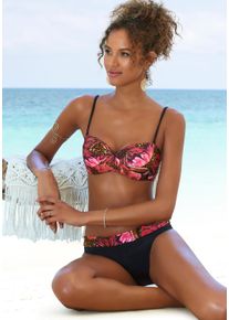 Lascana Damen Bügel-Bandeau-Bikini, pink, Gr. 34, bedruckt, Polyamid, Bikini-Sets, mit Dschungel-Optik