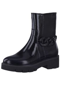 Tamaris COMFORT Damen Stiefelette, Gr. 40, schwarz, Lackleder, Elastischer Einsatz, unifarben, klassisch, Schuhe, mit modischer Zierkette