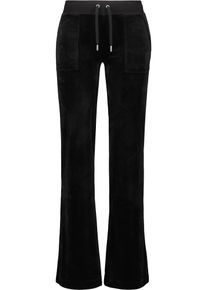 Juicy Couture Damen Sweathose "LAYLA LOW RISE POCKETED FLARE PANT Damen", schwarz, Gr. S, 95% POLYESTER 5% ELASTAN, Hosen, Trainingshose Damen,